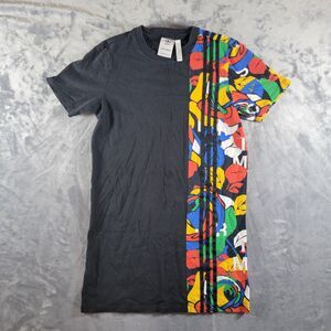 Adidas Rich Mnisi Shirt‎ Dress Womens XS Black Floral Striped